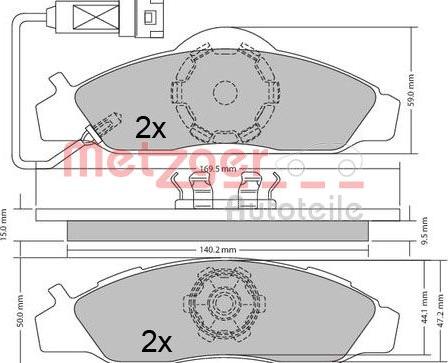 Metzger 1170667 - Kit de plaquettes de frein, frein à disque cwaw.fr