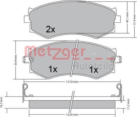 Metzger 1170603 - Kit de plaquettes de frein, frein à disque cwaw.fr