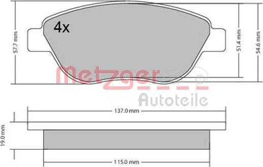 Metzger 1170614 - Kit de plaquettes de frein, frein à disque cwaw.fr