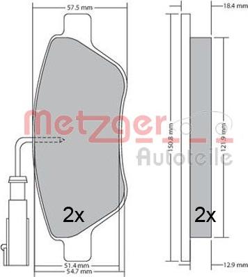 Metzger 1170615 - Kit de plaquettes de frein, frein à disque cwaw.fr