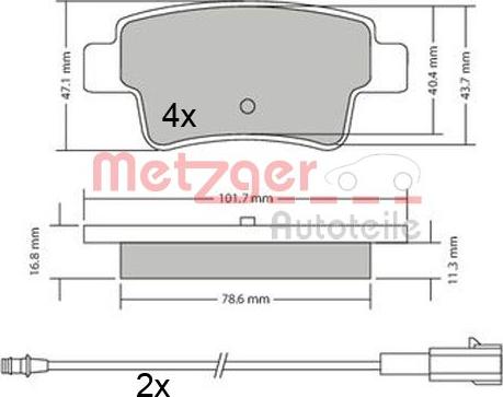 Metzger 1170685 - Kit de plaquettes de frein, frein à disque cwaw.fr