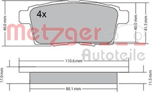 Metzger 1170686 - Kit de plaquettes de frein, frein à disque cwaw.fr