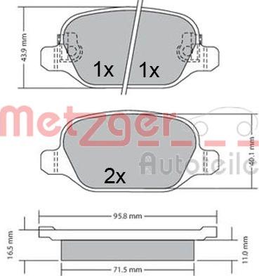 Metzger 1170680 - Kit de plaquettes de frein, frein à disque cwaw.fr