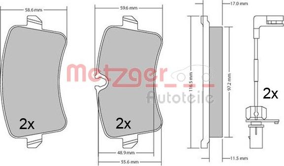 Metzger 1170688 - Kit de plaquettes de frein, frein à disque cwaw.fr