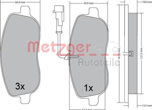 Metzger 1170683 - Kit de plaquettes de frein, frein à disque cwaw.fr