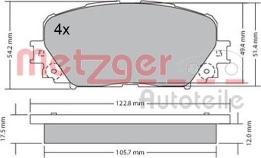 Metzger 1170639 - Kit de plaquettes de frein, frein à disque cwaw.fr