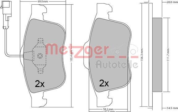 Metzger 1170636 - Kit de plaquettes de frein, frein à disque cwaw.fr