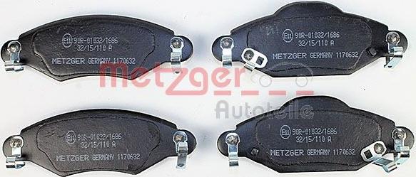 Metzger 1170632 - Kit de plaquettes de frein, frein à disque cwaw.fr