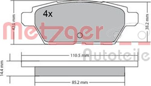 Metzger 1170637 - Kit de plaquettes de frein, frein à disque cwaw.fr