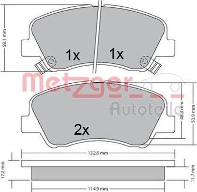 Metzger 1170620 - Kit de plaquettes de frein, frein à disque cwaw.fr