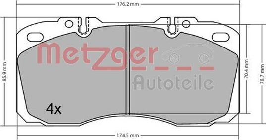 Metzger 1170622 - Kit de plaquettes de frein, frein à disque cwaw.fr