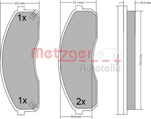 Metzger 1170670 - Kit de plaquettes de frein, frein à disque cwaw.fr