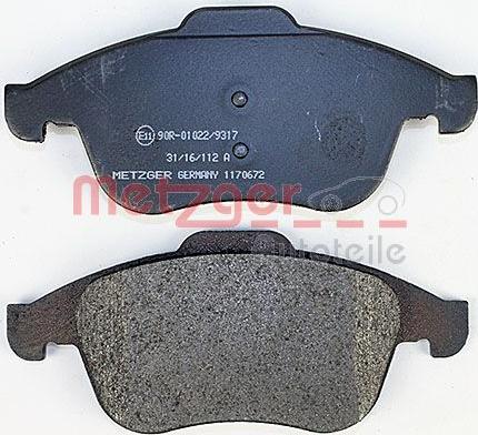 Metzger 1170672 - Kit de plaquettes de frein, frein à disque cwaw.fr