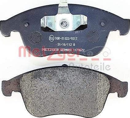 Metzger 1170672 - Kit de plaquettes de frein, frein à disque cwaw.fr