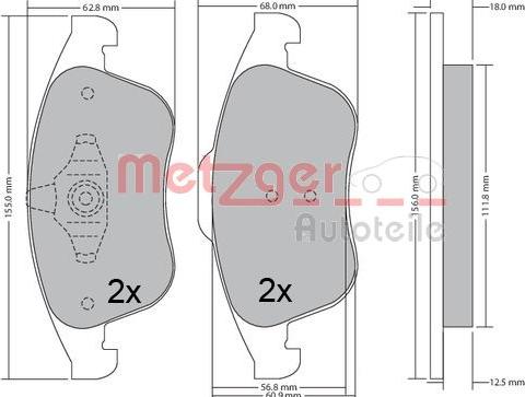 Metzger 1170672 - Kit de plaquettes de frein, frein à disque cwaw.fr