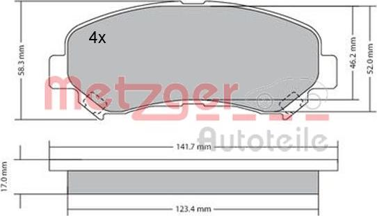 Metzger 1170093 - Kit de plaquettes de frein, frein à disque cwaw.fr