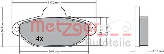 Metzger 1170044 - Kit de plaquettes de frein, frein à disque cwaw.fr