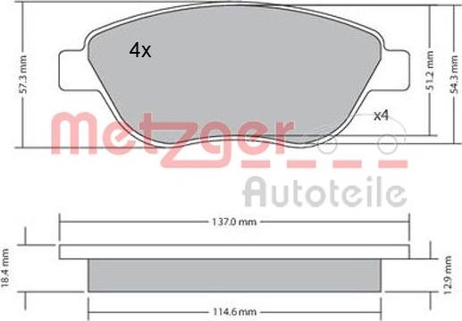 Metzger 1170048 - Kit de plaquettes de frein, frein à disque cwaw.fr