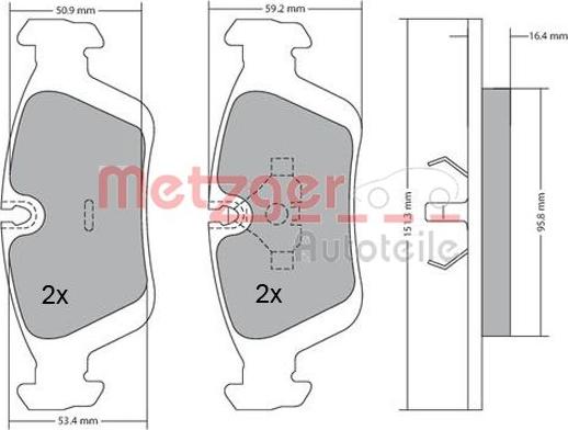 Metzger 1170043 - Kit de plaquettes de frein, frein à disque cwaw.fr