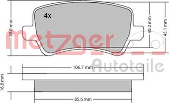 Metzger 1170056 - Kit de plaquettes de frein, frein à disque cwaw.fr