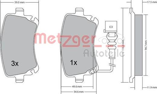 Metzger 1170051 - Kit de plaquettes de frein, frein à disque cwaw.fr