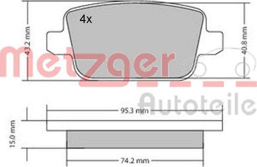 Metzger 1170058 - Kit de plaquettes de frein, frein à disque cwaw.fr