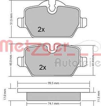 Metzger 1170052 - Kit de plaquettes de frein, frein à disque cwaw.fr