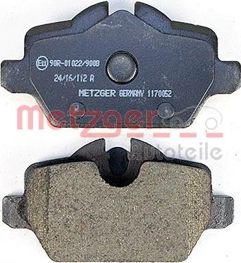 Metzger 1170052 - Kit de plaquettes de frein, frein à disque cwaw.fr