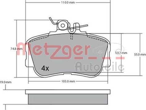 Metzger 1170069 - Kit de plaquettes de frein, frein à disque cwaw.fr