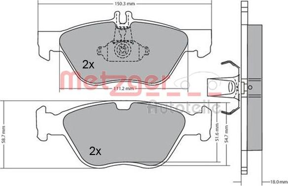 Metzger 1170065 - Kit de plaquettes de frein, frein à disque cwaw.fr