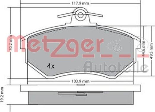 Metzger 1170066 - Kit de plaquettes de frein, frein à disque cwaw.fr