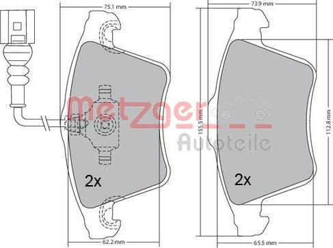 Metzger 1170068 - Kit de plaquettes de frein, frein à disque cwaw.fr