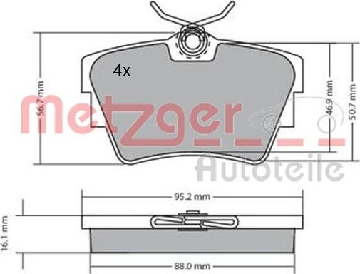 Metzger 1170067 - Kit de plaquettes de frein, frein à disque cwaw.fr