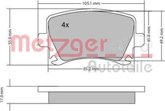 Metzger 1170005 - Kit de plaquettes de frein, frein à disque cwaw.fr