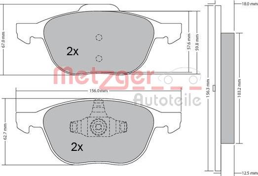 Metzger 1170008 - Kit de plaquettes de frein, frein à disque cwaw.fr