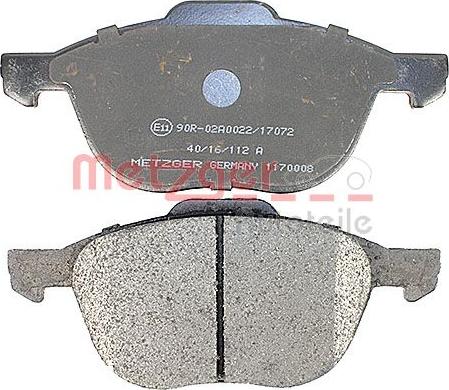 Metzger 1170008 - Kit de plaquettes de frein, frein à disque cwaw.fr