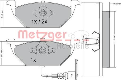 Metzger 1170002 - Kit de plaquettes de frein, frein à disque cwaw.fr