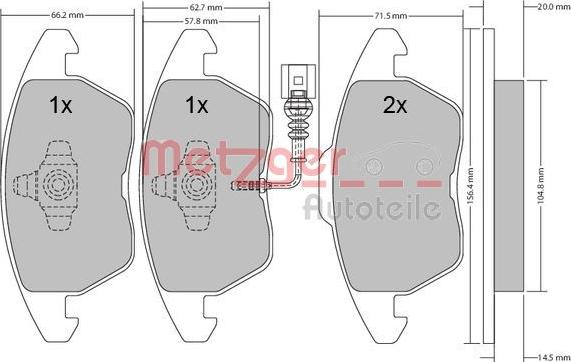 Metzger 1170007 - Kit de plaquettes de frein, frein à disque cwaw.fr