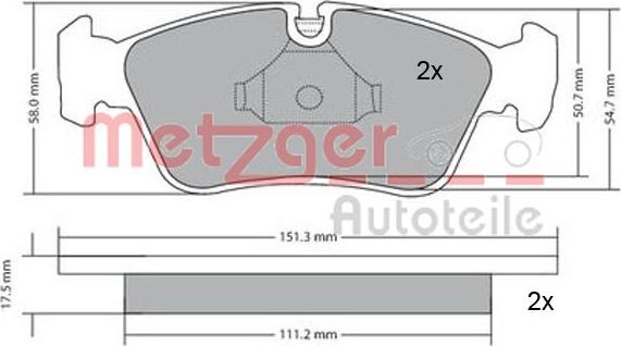 Metzger 1170019 - Kit de plaquettes de frein, frein à disque cwaw.fr