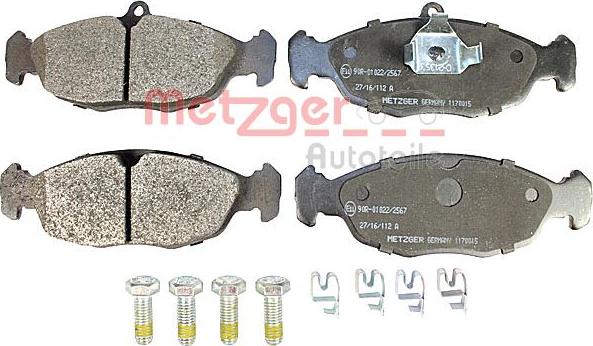 Metzger 1170015 - Kit de plaquettes de frein, frein à disque cwaw.fr