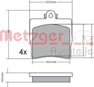 Metzger 1170016 - Kit de plaquettes de frein, frein à disque cwaw.fr