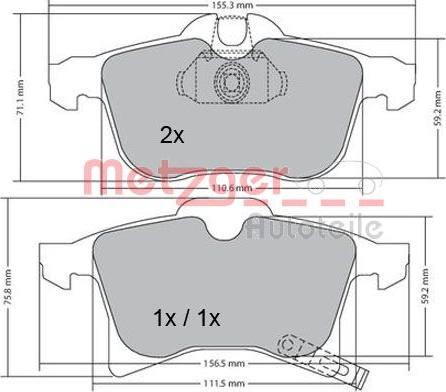 Metzger 1170010 - Kit de plaquettes de frein, frein à disque cwaw.fr