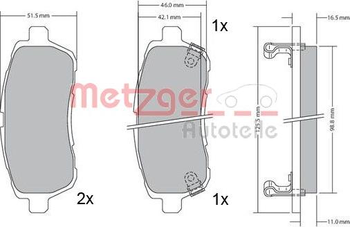 Metzger 1170017 - Kit de plaquettes de frein, frein à disque cwaw.fr