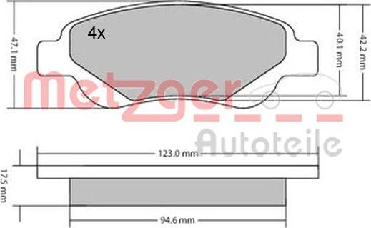 Metzger 1170089 - Kit de plaquettes de frein, frein à disque cwaw.fr