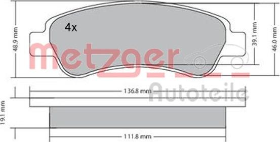 Metzger 1170085 - Kit de plaquettes de frein, frein à disque cwaw.fr