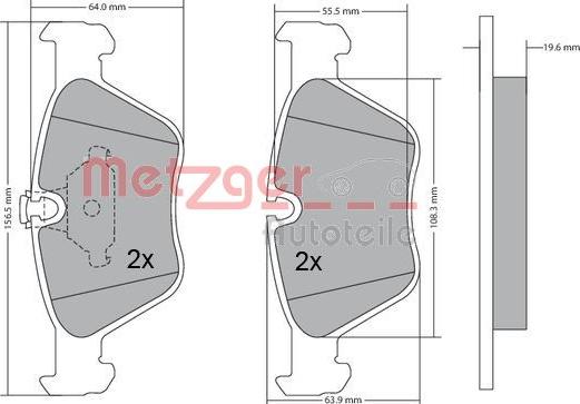 Metzger 1170086 - Kit de plaquettes de frein, frein à disque cwaw.fr