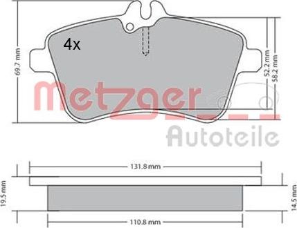 Metzger 1170083 - Kit de plaquettes de frein, frein à disque cwaw.fr