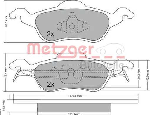 Metzger 1170038 - Kit de plaquettes de frein, frein à disque cwaw.fr