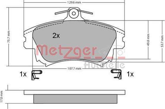 Metzger 1170032 - Kit de plaquettes de frein, frein à disque cwaw.fr