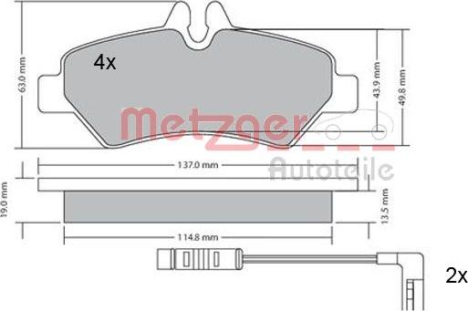 Metzger 1170037 - Kit de plaquettes de frein, frein à disque cwaw.fr